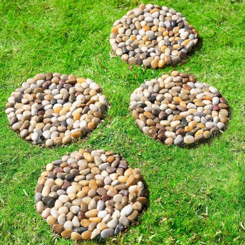 Qualdout River Rocks Stepping Stones Pavers Outdoor for Garden Walkway, Pebbles Polished Gravel for Yard Lawn Patio Pathway Landscaping, Set of 6 (Roundness) - Image 4