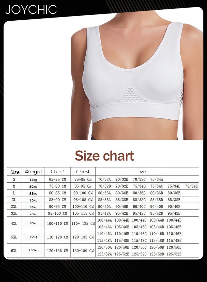 Joychic صدرية رياضية يوجا بدون seams مع شبكة مثقوبة قابلة للتنفس بدون حواف صدرية مريحة مع أحزمة كتف عريضة للنساء باللون الأبيض - Image 3