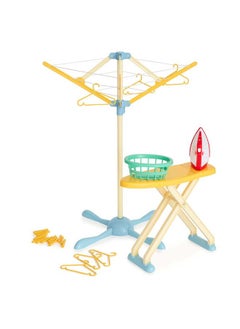 CASDON Wash Day Set: Toy Ironing Board And Washing Line With Pretend Steam Iron And Laundry Basket, For Children Aged 3+  - Image 1