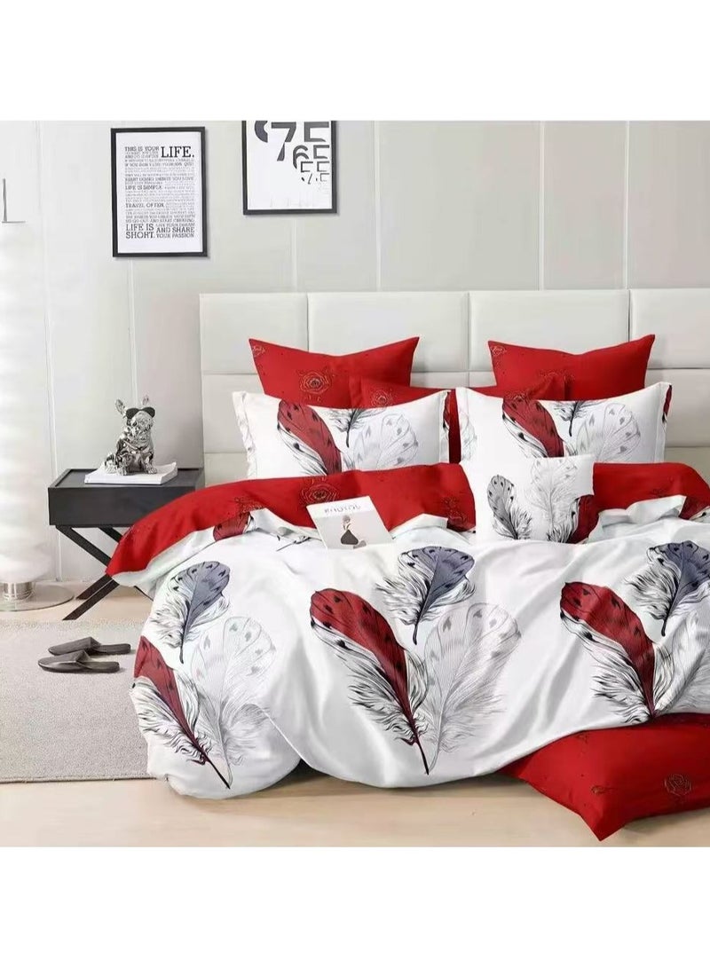 الرائد أطقم سرير بحجم كينج 6 قطع ، مقاس كينغ 100٪ ميكروفايبر 1x طقم غطاء لحاف 220x240 سم ، 1x شرشف مطاطي 200x200 + 30 سم ، 4x كيس وسادة 50x75 سم متعدد الألوان