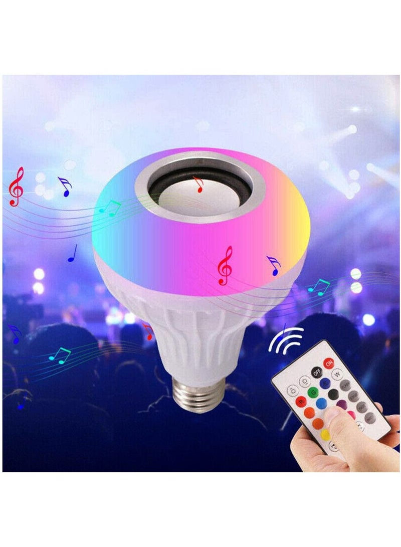 Led Music Light Bulb With Bluetooth Speaker Music Led Light Bulb Colorful Lamp With Remote Control For Home  Bedroom  Living Room  Party Decoration Smart Bulb Ceiling Lamp   White - Image 5