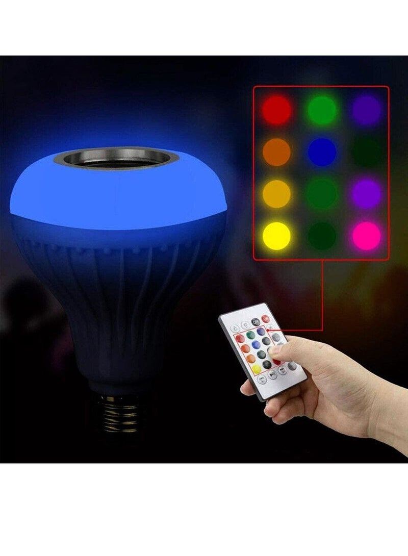 Led Music Light Bulb With Bluetooth Speaker Music Led Light Bulb Colorful Lamp With Remote Control For Home  Bedroom  Living Room  Party Decoration Smart Bulb Ceiling Lamp   White - Image 2