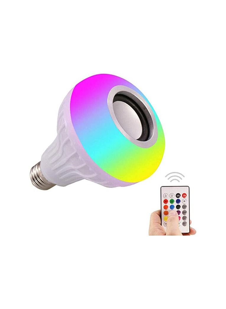 Led Music Light Bulb With Bluetooth Speaker Music Led Light Bulb Colorful Lamp With Remote Control For Home  Bedroom  Living Room  Party Decoration Smart Bulb Ceiling Lamp   White - Image 3