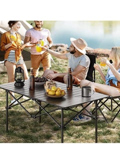 YQbest Lightweight Titanium Steel Portable Folding Roll Up Grill Camp Table with Carrying Bag for Beach Camping Picnic Fishing BBQ 120 * 55 * 62CM  - Image 1