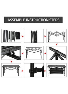 YQbest Lightweight Titanium Steel Portable Folding Roll Up Grill Camp Table with Carrying Bag for Beach Camping Picnic Fishing BBQ 120 * 55 * 62CM  - Image 5