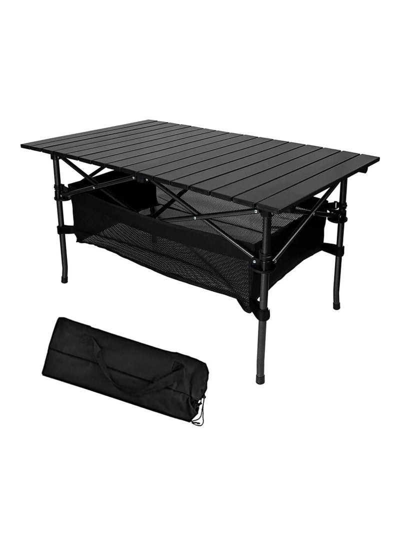 YQbest Lightweight Titanium Steel Portable Folding Roll Up Grill Camp Table with Carrying Bag for Beach Camping Picnic Fishing BBQ 120 * 55 * 62CM  - Image 1