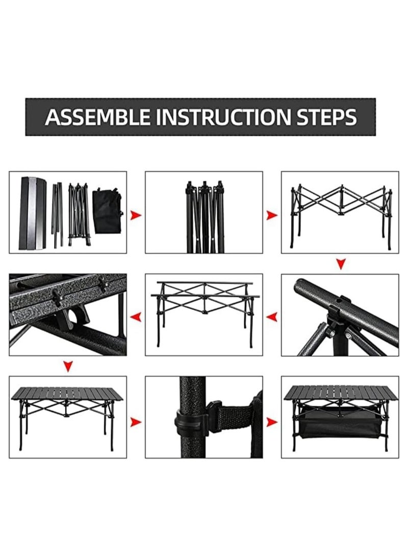 YQbest Lightweight Titanium Steel Portable Folding Roll Up Grill Camp Table with Carrying Bag for Beach Camping Picnic Fishing BBQ 120 * 55 * 62CM  - Image 4