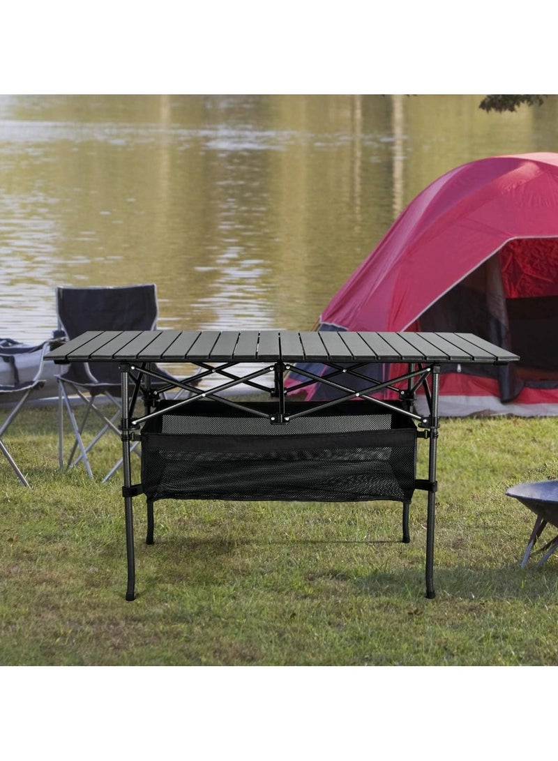 YQbest Lightweight Titanium Steel Portable Folding Roll Up Grill Camp Table with Carrying Bag for Beach Camping Picnic Fishing BBQ 120 * 55 * 62CM  - Image 2