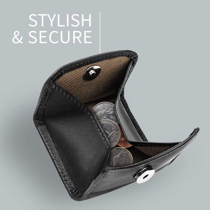 Maruse Slim Handmade Italian Leather Coin Purse for Women and Men - Black Small Coin Pouch with Magnetic Closure, Perfect Change Purse and Stylish Leather Pouch. - Image 4