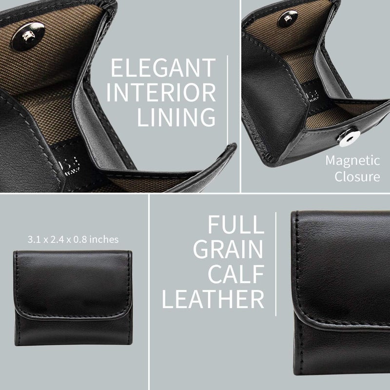 Maruse Slim Handmade Italian Leather Coin Purse for Women and Men - Black Small Coin Pouch with Magnetic Closure, Perfect Change Purse and Stylish Leather Pouch. - Image 3