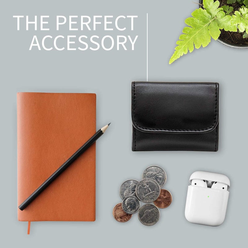 Maruse Slim Handmade Italian Leather Coin Purse for Women and Men - Black Small Coin Pouch with Magnetic Closure, Perfect Change Purse and Stylish Leather Pouch. - Image 5