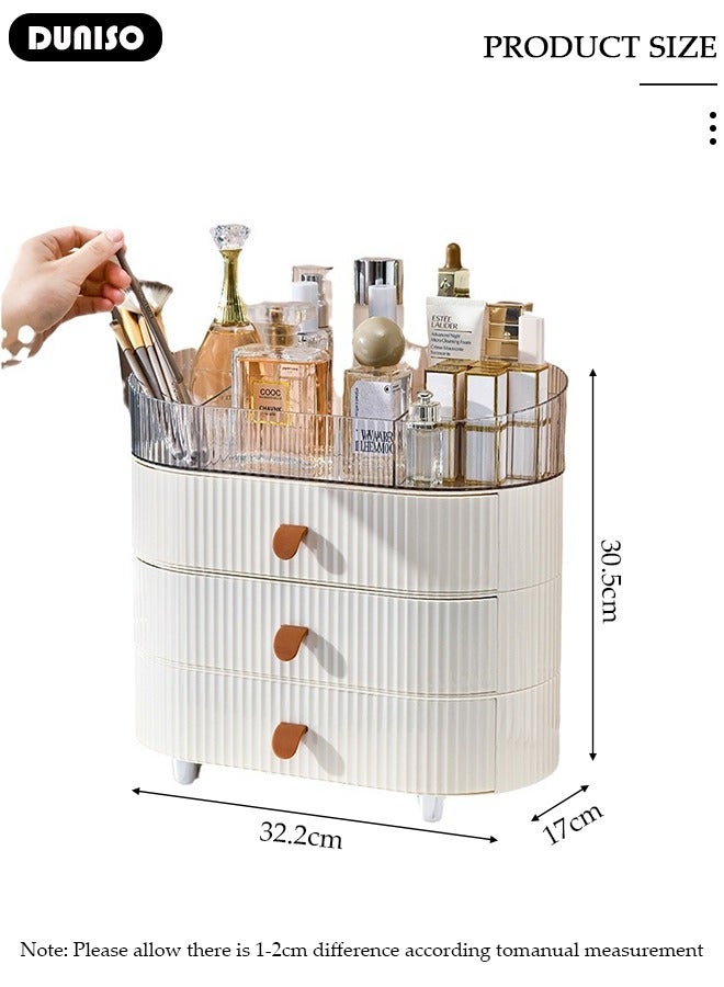 DUNISO Makeup Organizer with Drawer, Stackable Makeup Brush Holder, Multipurpose Organizer for Bathroom Vanity, Countertop Makeup Storage for Cosmetics,Brushes, Lotion,Nail Lipstick,Jewelry - Image 2