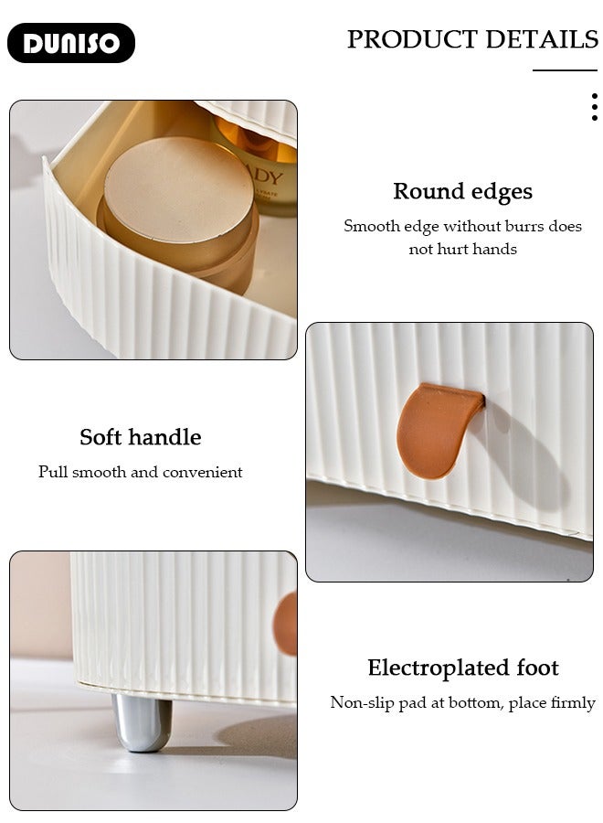 DUNISO Makeup Organizer with Drawer, Stackable Makeup Brush Holder, Multipurpose Organizer for Bathroom Vanity, Countertop Makeup Storage for Cosmetics,Brushes, Lotion,Nail Lipstick,Jewelry - Image 3