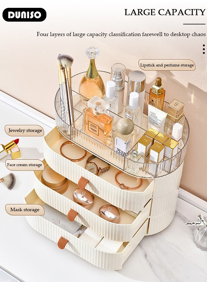 DUNISO Makeup Organizer with Drawer, Stackable Makeup Brush Holder, Multipurpose Organizer for Bathroom Vanity, Countertop Makeup Storage for Cosmetics,Brushes, Lotion,Nail Lipstick,Jewelry - Image 4