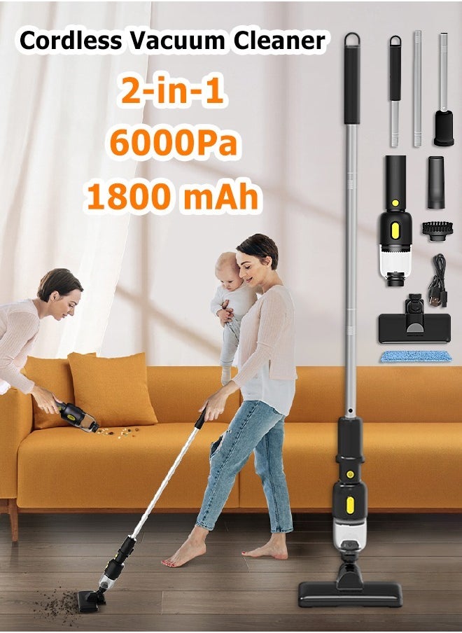 2 in 1 Cordless Vacuum Cleaner - Rechargeable Dustbuster - Portable and Removable - 6000Pa 