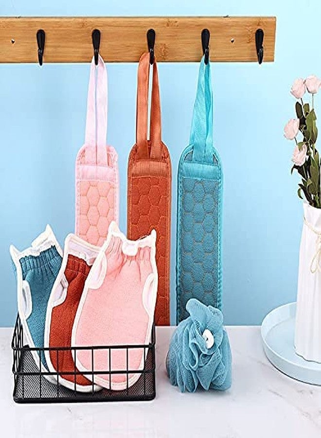 ZURITY Bathing Set Back Scrubber Sponge Ball Glove Double Side Scrubbing Strap Dead Skin Remove Body Scrubs for Men&Women for Skin Deep Cleaning.(pack of 3pcs )Multicolor - Image 2