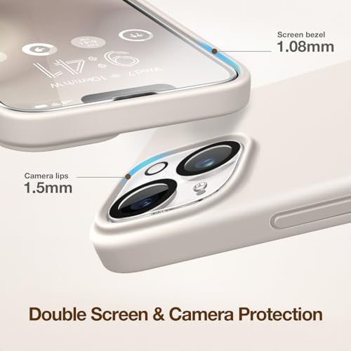 GONEZ Magnetic for iPhone 14 Case, Compatible with Magsafe, with Screen Protector + Camera Protector, Anti-Scratch Microfiber Lining, Liquid Silicone Shockproof Protective Phone Case, Stone - Image 5