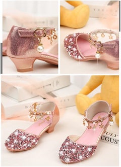 Best Gift Fashion Children High Heel Princess Kids Leather Shoes Summer New Girls Sandals Flower Casual Glitter Crystal Student Party Banquet Shoe  - Image 2