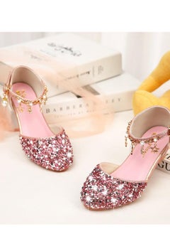 Best Gift Fashion Children High Heel Princess Kids Leather Shoes Summer New Girls Sandals Flower Casual Glitter Crystal Student Party Banquet Shoe  - Image 3