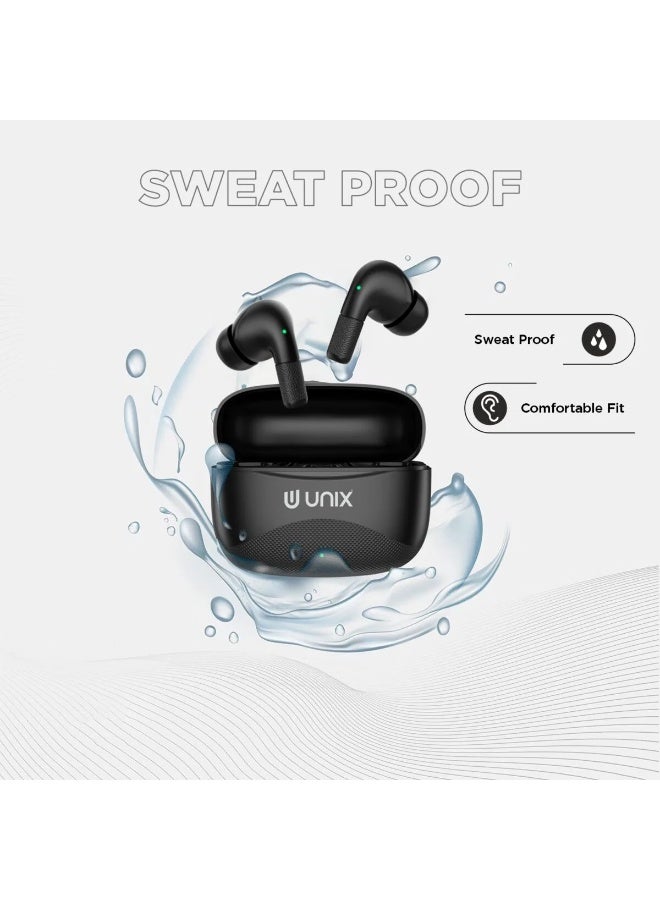 يونيكس Unix Airbuds Z3 Brizo - وقت تشغيل 48 ساعة، ENC، High Bass BT 5.4 سماعات أذن لاسلكية حقيقية مع حافظة سيليكون مجانية - Image 3