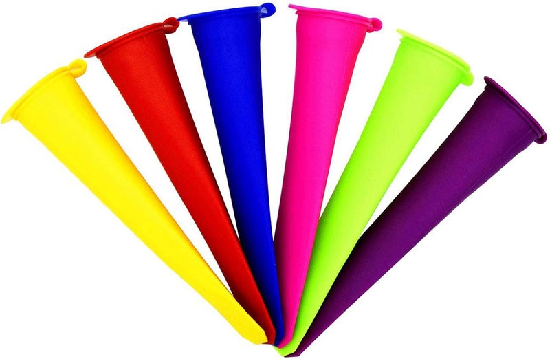 Helpcook Silicone Ice Pop Molds,BPA Free Popsicle Molds with Attached Lids,Reusable DIY Popsicle Molds for Kids,Set of 6 (Pure color) - Image 1
