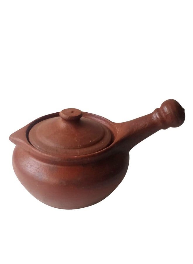 Ziaon Terracotta/Clay Curd Pot with Lid/Soup Bowl/Kitchen Pottery Serving Pot Lid &Coconut Shell Spatula - 1 Litter red - Image 2