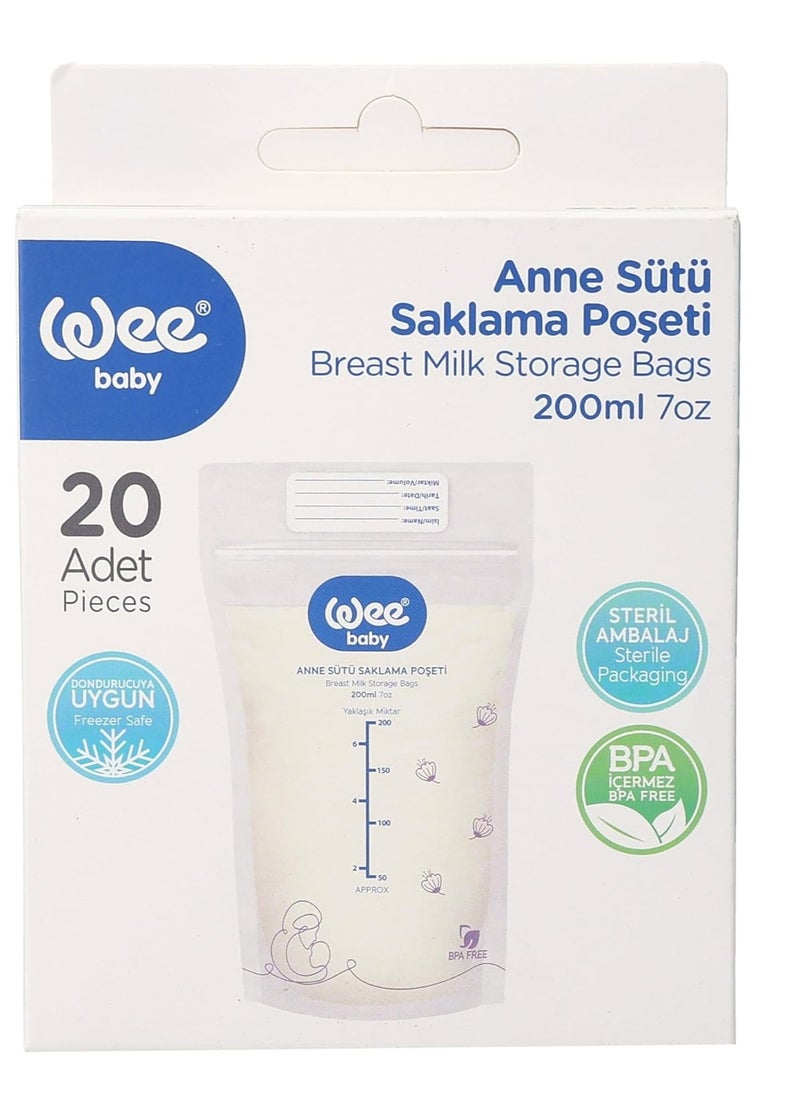 Wee baby - Wee Baby Breast Milk Storage Bags 20 bags 200ml - Image 1