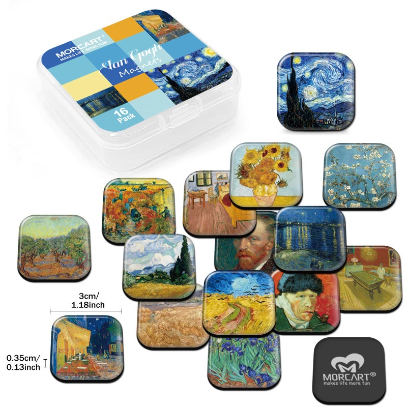 MORCART 16PCS Van Gogh Magnets for Fridge, Cute Locker Magnets Decorative for Refrigerator Whiteboard Cabinet Office Kitchen Blackboard Art for Adult - Image 2