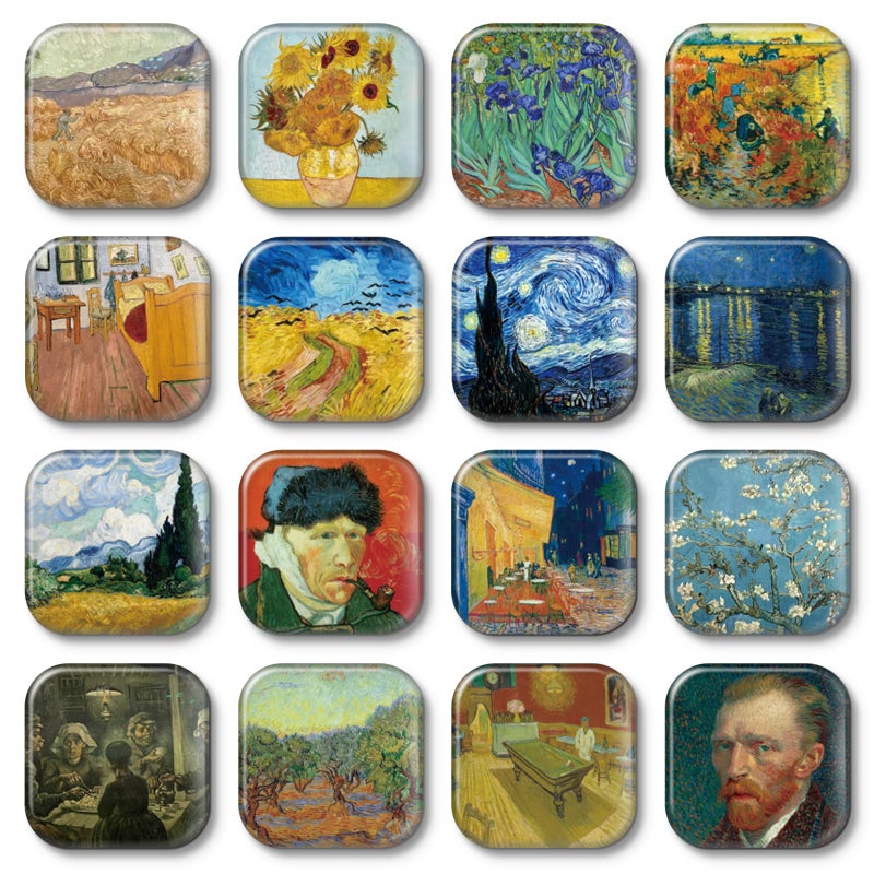 MORCART 16PCS Van Gogh Magnets for Fridge, Cute Locker Magnets Decorative for Refrigerator Whiteboard Cabinet Office Kitchen Blackboard Art for Adult - Image 1