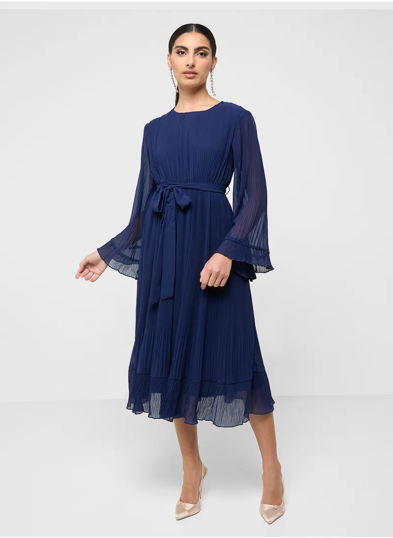 ELLA Flared Sleeve Pleated Dress