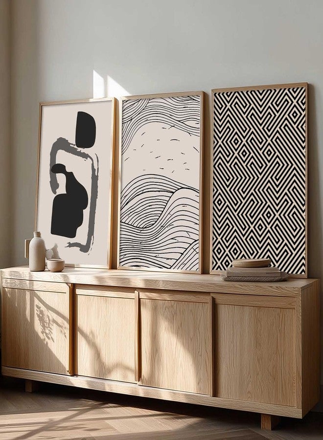 HOTHOUSE Modern Art Decorative Wall Art Print With Frame Pattern Paintings For Living Room Bed Room Hotel Wall Decor Digital Reprint Set of 3 (10X13 inch) - Image 3
