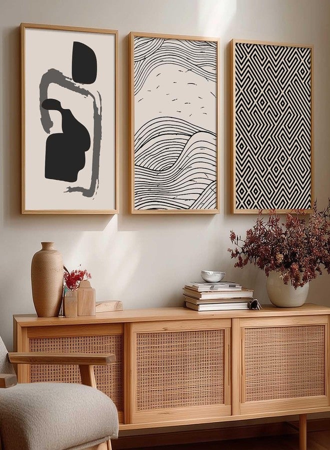 HOTHOUSE Modern Art Decorative Wall Art Print With Frame Pattern Paintings For Living Room Bed Room Hotel Wall Decor Digital Reprint Set of 3 (10X13 inch) - Image 5
