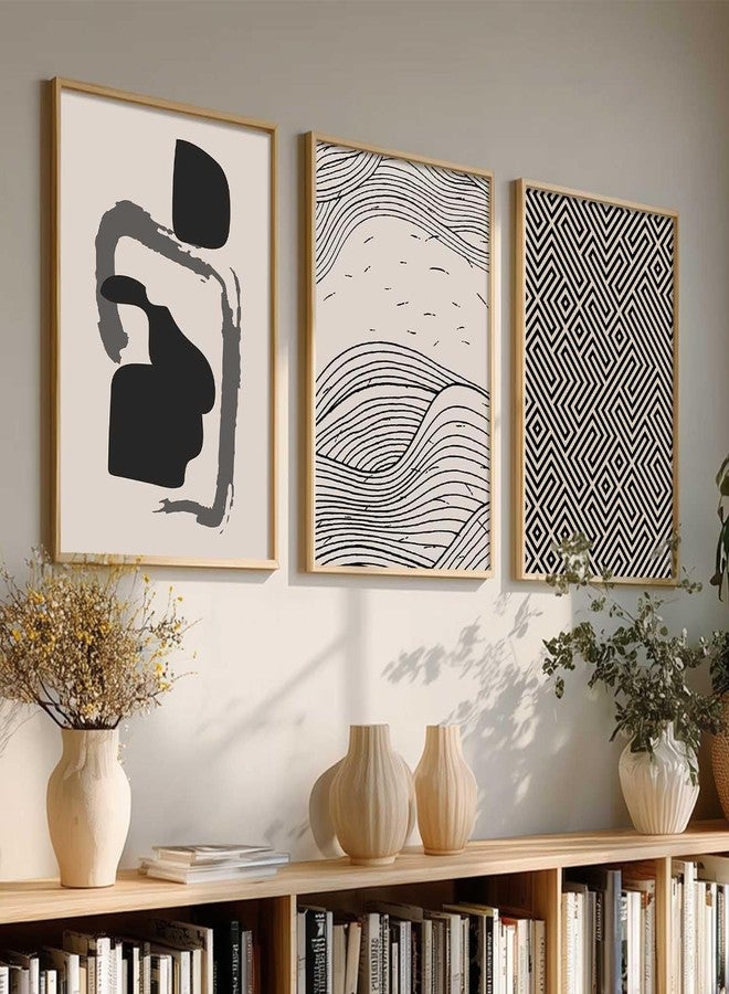 HOTHOUSE Modern Art Decorative Wall Art Print With Frame Pattern Paintings For Living Room Bed Room Hotel Wall Decor Digital Reprint Set of 3 (10X13 inch) - Image 4