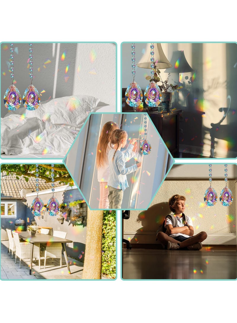 Excefore 2PCS 3.5 Inch/89mm Colorful Sun Catcher Rainbow Maker Pendants Hanging Chandelier Crystal Prisms Suncatcher for Window Home Garden Party Wedding Décor - Image 5