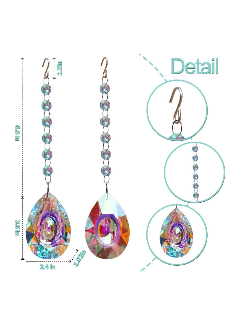 Excefore 2PCS 3.5 Inch/89mm Colorful Sun Catcher Rainbow Maker Pendants Hanging Chandelier Crystal Prisms Suncatcher for Window Home Garden Party Wedding Décor - Image 3