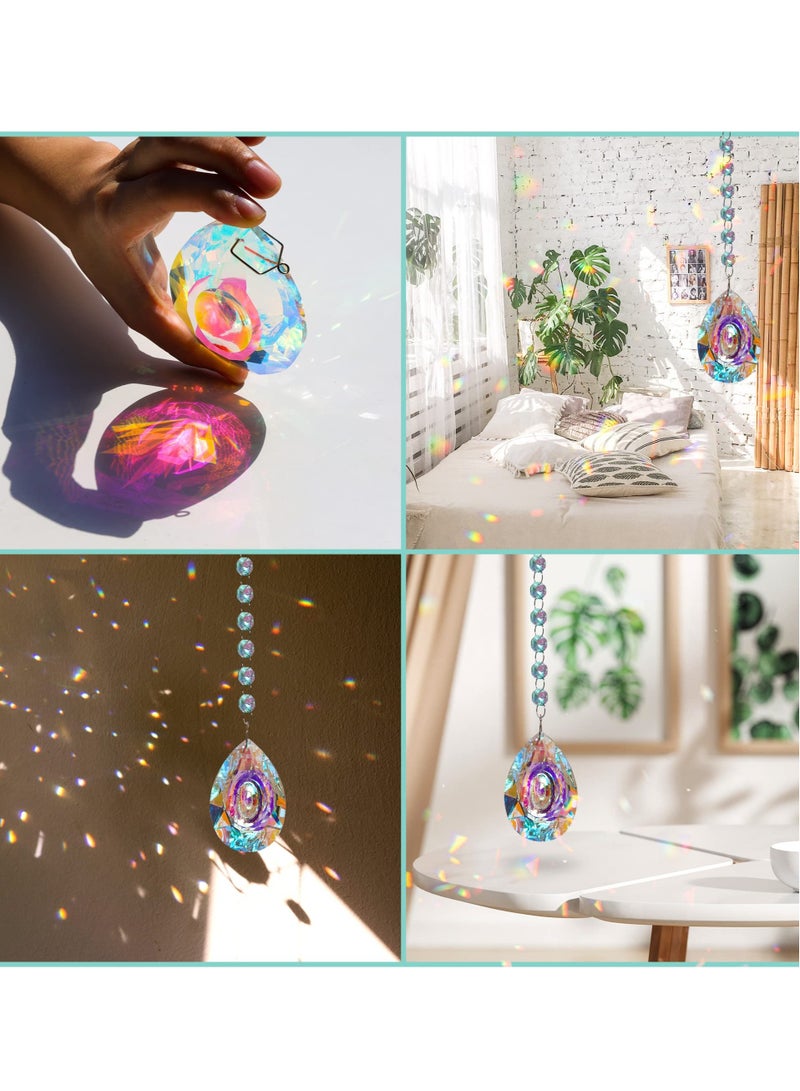 Excefore 2PCS 3.5 Inch/89mm Colorful Sun Catcher Rainbow Maker Pendants Hanging Chandelier Crystal Prisms Suncatcher for Window Home Garden Party Wedding Décor - Image 4