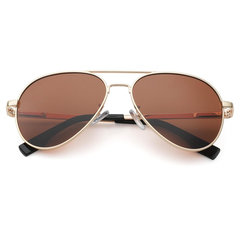 COASION Polarized Aviator Sunglasses for Juniors Small Face Women Men Vintage UV400 Protection Shades(Gold Frame/Brown Lens,52mm) - Image 5