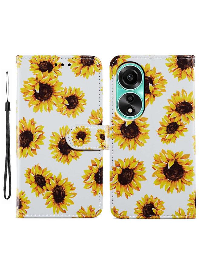 اس-توب جراب هاتف OPPO A58 4G بنمط مرسوم أفقيًا من الجلد - Image 1