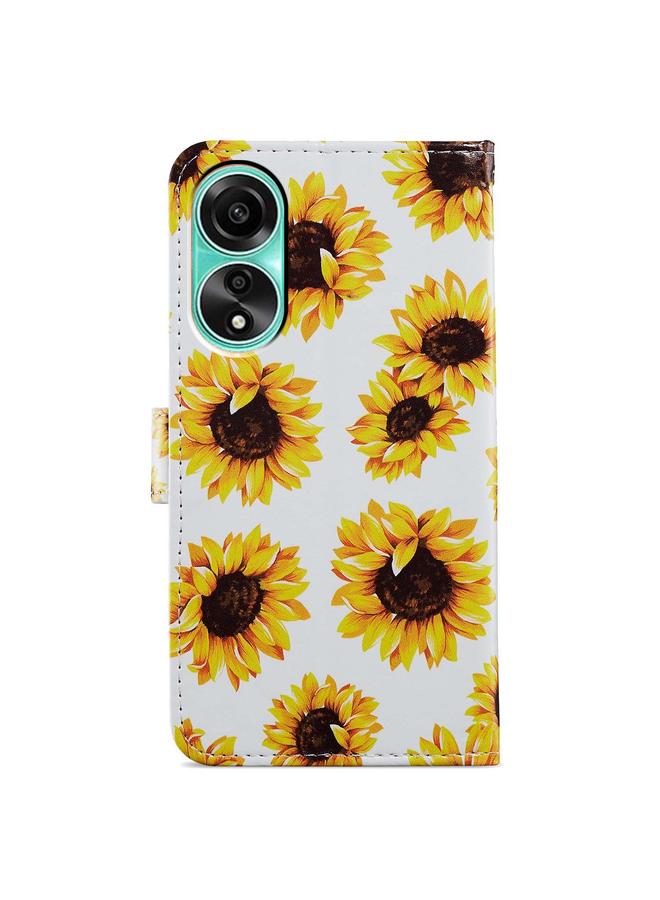 اس-توب جراب هاتف OPPO A58 4G بنمط مرسوم أفقيًا من الجلد - Image 3