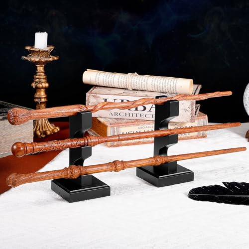 ChampWe Wizard Wand Display Stand Wooden Magic Wands Holder 3 Tiered for Collection Black - Image 4