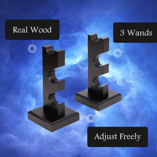 ChampWe Wizard Wand Display Stand Wooden Magic Wands Holder 3 Tiered for Collection Black - Image 3