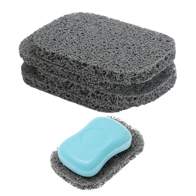 4 PACK GRAY SOAP SAVER DRAINING LIFT PAD 29 X 45 PVC NONBPA NONSLIP DURABLE