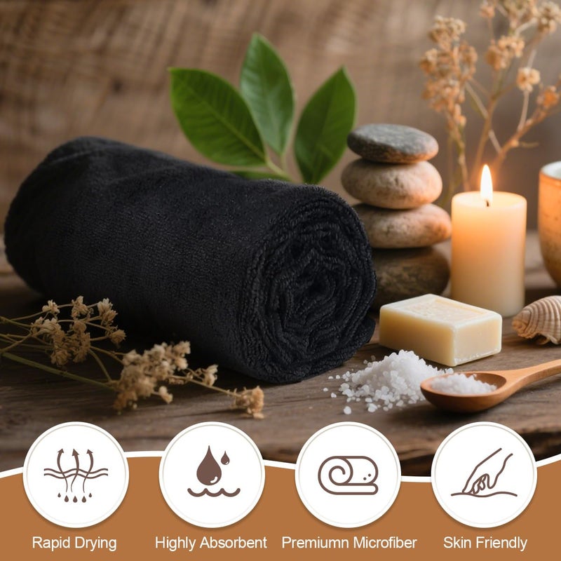 Orighty Salon Towels 24 Pack, Microfiber Hair Salon Towel 16 x 29 Inch, Super Soft and Absorbent Black Towels for Salon, Hand, Gym, Bath, Spa and Home Hair Care, Not Bleach Proof - Image 5