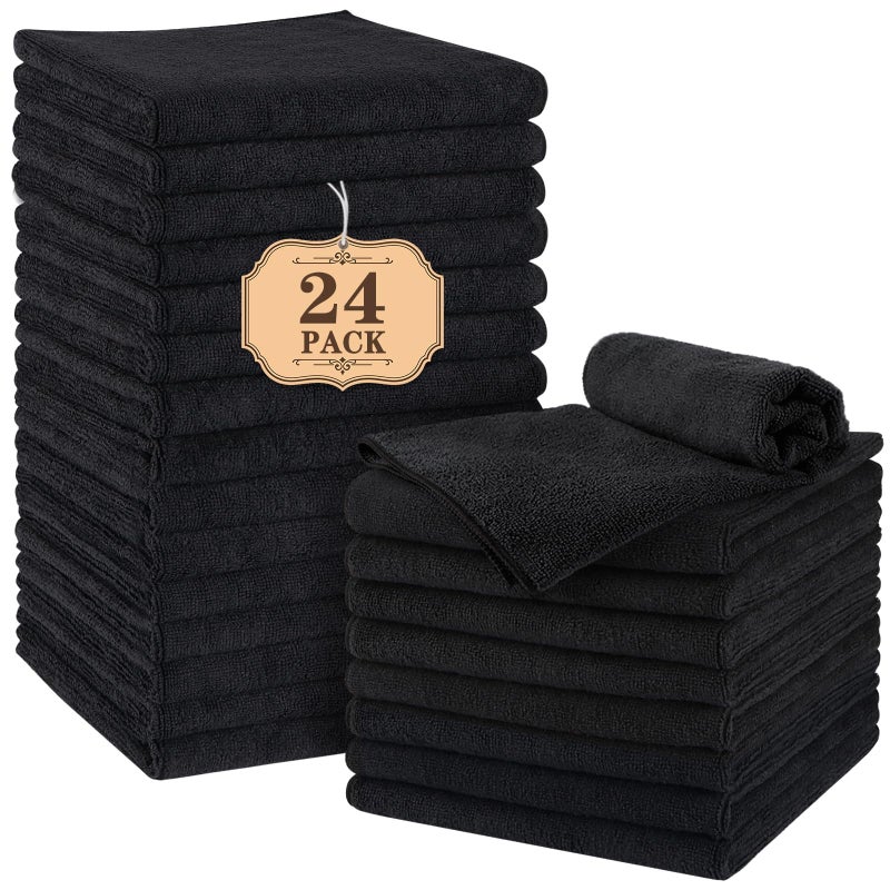 Orighty Salon Towels 24 Pack, Microfiber Hair Salon Towel 16 x 29 Inch, Super Soft and Absorbent Black Towels for Salon, Hand, Gym, Bath, Spa and Home Hair Care, Not Bleach Proof - Image 1