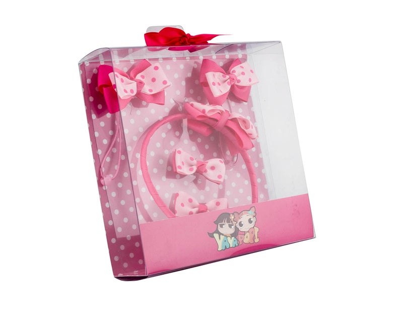Babies Bloom Hair Band Set for Girls (Dark and Pink Dots)(Set of 5 pcs) - Image 3