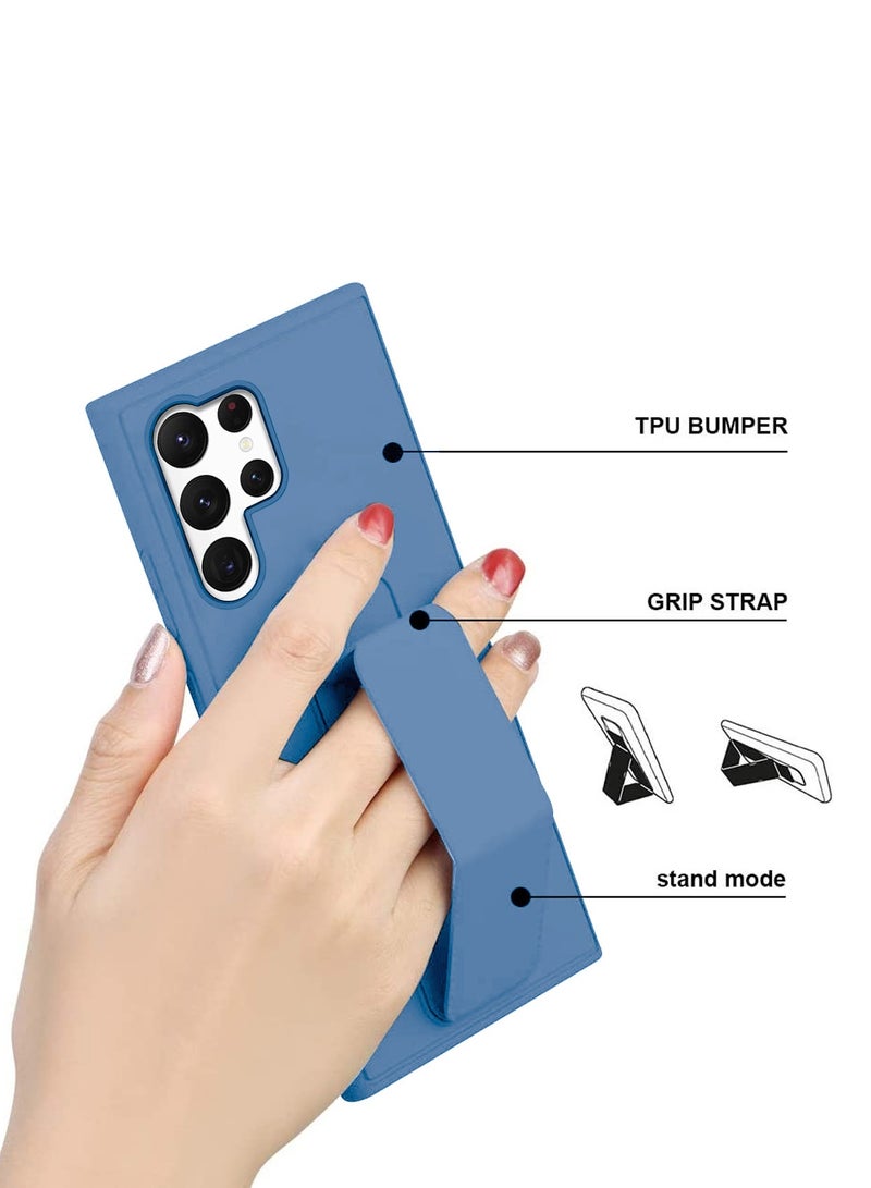 Wtech Hand Grip And Multi Stand Magnetic Car Mount Kickstand Case Finger Strap Cover For Samsung Galaxy S24 Ultra 5G 2024 Sky Blue - Image 5