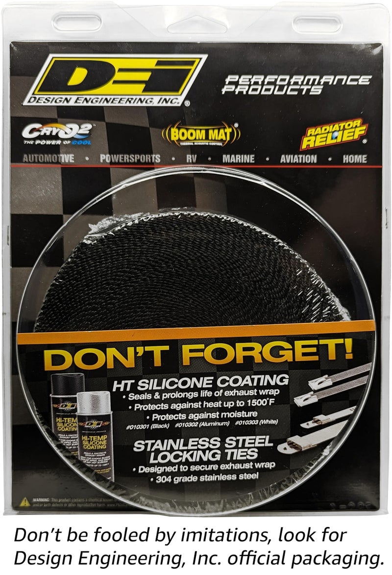 Design Engineering Titanium Exhaust Heat Wrap with Lava Rock Technology - 2" x 15' - Heat Wrap for Exhaust Pipes, Pliable Exhaust Wrap Tape, Withstands 1800°F Direct Heat & 2500°F Intermittent Heat - Image 2