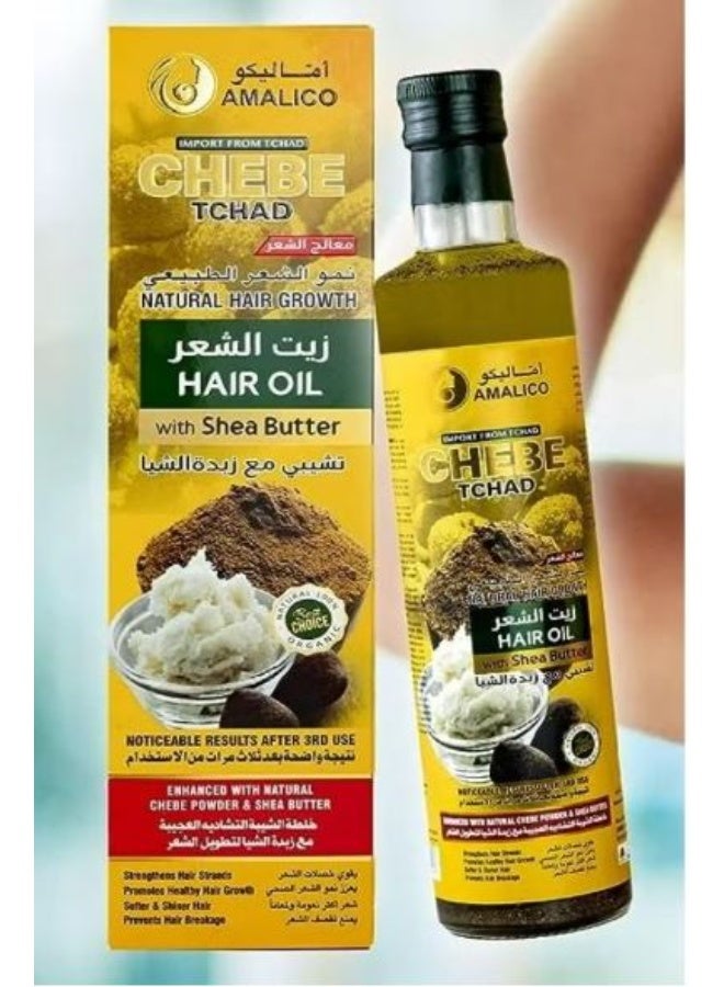 AMALICO Chebe Oil for Hair Growth with SHEA BUTTER - Ready-to-Use Authentic African Chebe Powder for Hair Growth, Shea Butter, Palm Oil, Almond Oil, Olive Oil, Ostrich Oil 250 ML - Image 1