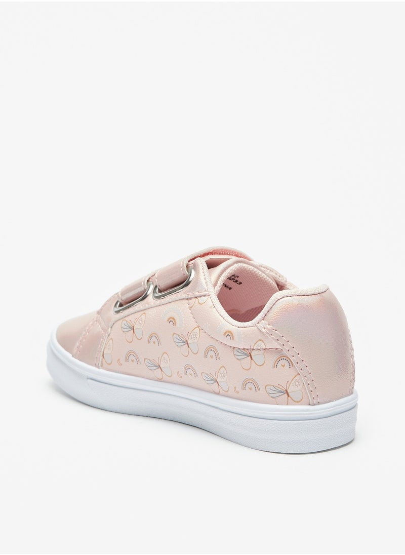 Flora Bella By Shoexpress - Girls Butterfly Print Sneakers with Hook and Loop Closure - Image 1