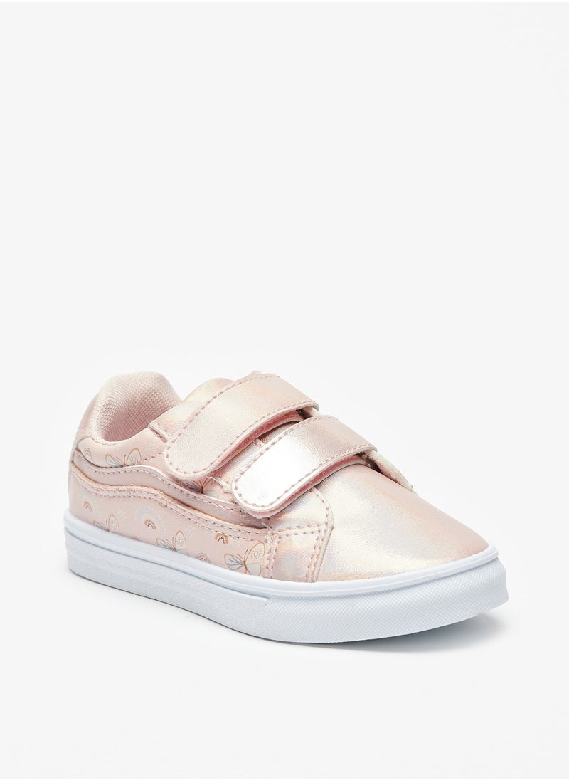 Flora Bella By Shoexpress - Girls Butterfly Print Sneakers with Hook and Loop Closure - Image 1